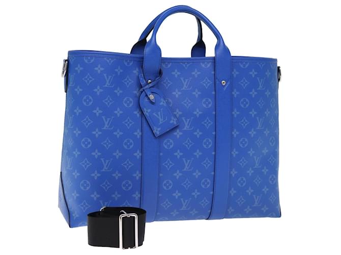 LOUIS VUITTON Taigalama Weekend Tote NM Tragetasche 2Weg Blau M31010 LV Auth 74022S Leder  ref.1404294