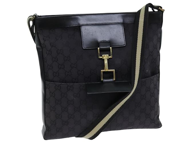 Bolsa de ombro em lona GUCCI GG Preto Branco 001 4094 auth 75600  ref.1404317