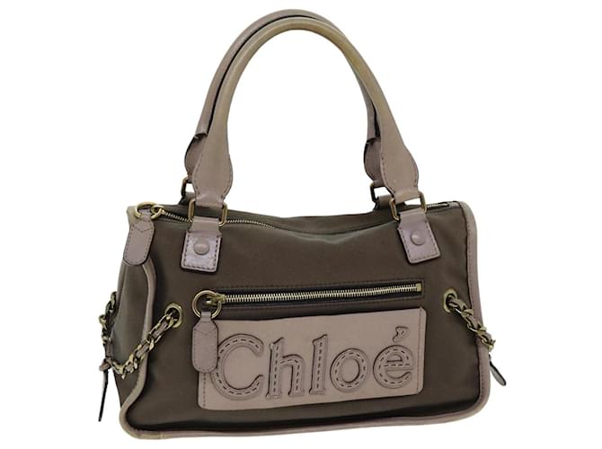 Chloé Chloe Harley Bolsa de mão em lona marrom Auth hk1307  ref.1404334