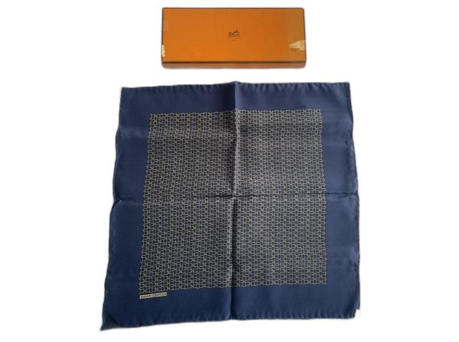 Hermès Sciarpe da Uomo D'oro Blu navy Seta
