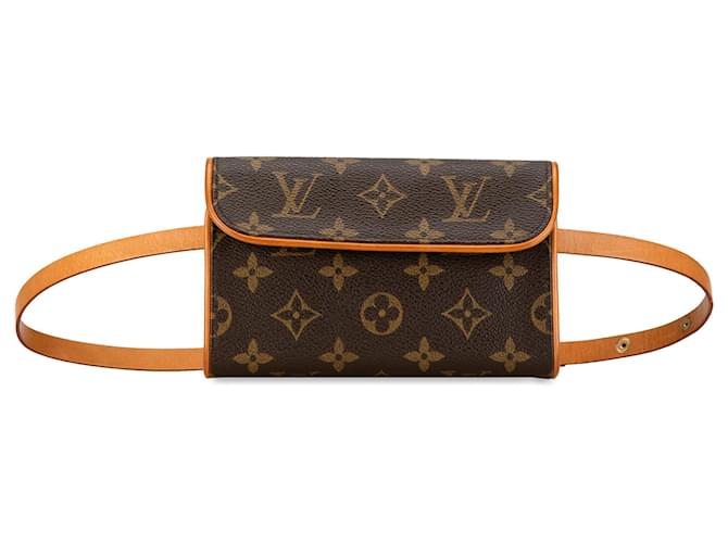 Louis Vuitton Brown Monogram Pochette Florentine Leather Cloth  ref.1404418