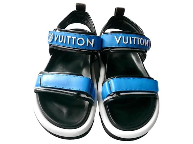 LOUIS VUITTON Comfort Pool Pillow Sandal Sold Out 39 Blue Leather  ref.1404495