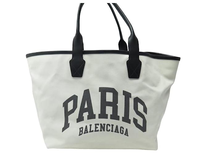 BALENCIAGA CABAS CITY PARIS HANDTASCHE 689271 EINKAUFTASCHE AUS ECRU-CANVAS Roh Leinwand  ref.1404499