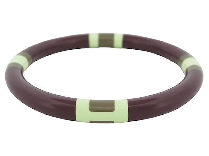 Hermès NEW HERMES JONC H EQUIPE PM H BRACELET057088fl 25 WOOD LACQUER NEW LACQUER BANGLE Dark red Gold-plated  ref.1404517