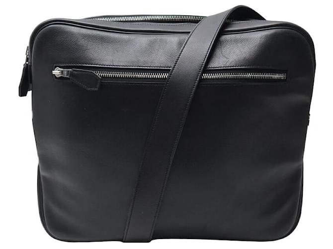 Hermès BOLSA HERMES EM COURO SWIFT PRETO BANDOULIERE BOLSA MENSAGEIRA DE COURO PRETA  ref.1404520