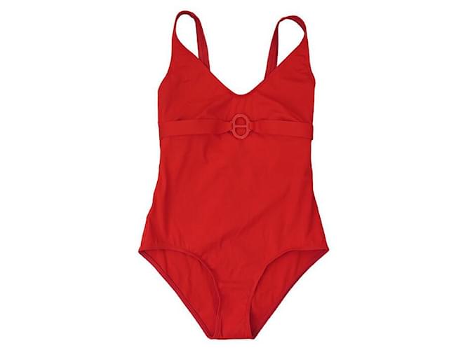 Hermès NEW HERMES ONDINE H SWIMSUIT923716DD M 40 RED RED NEW SWIMSUIT Synthetic  ref.1404526