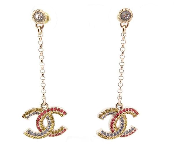 NEW CHANEL LOGO CC MULTI-COLOR DENDING METAL EARRINGS Golden  ref.1404556