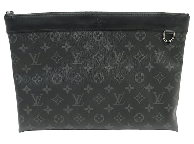 LOUIS VUITTON DISCOVERY CLUTCH BAG MONOGRAM ECLIPSE CANVAS M62291 BAGS Grey Cloth  ref.1404570