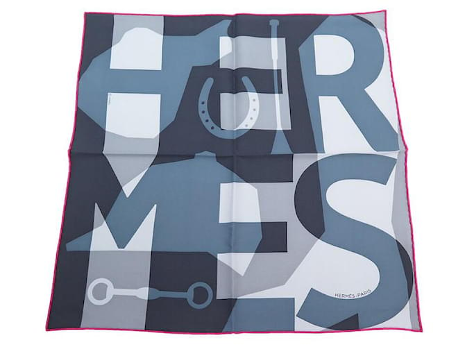 Hermès NEUF FOULARD HERMES GAVROCHE HER-MES EN SOIE CARRE POCHETTE 45 BOITE SCARF Gris  ref.1404571