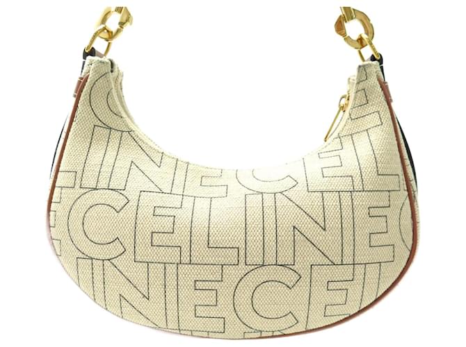 国内完売◆入手困難!【CELINE】AVA バッグ Medium スパンコール Céline CELINE AVA HALF LUNE CANVAS HANDBAG 25CM BEIGE AND