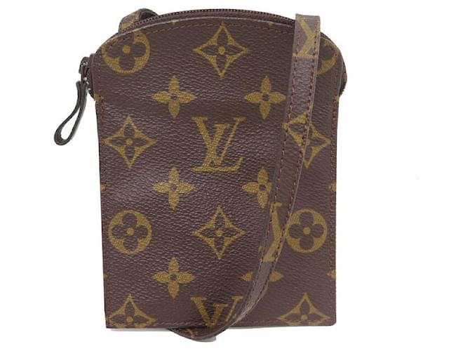 VINTAGE SECRET POUCH LOUIS VUITTON MONOGRAM CANVAS COIN PURSE CROSSBODY Brown Cloth  ref.1404584