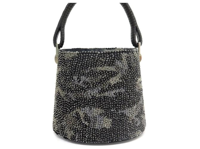 NEW KENZO PAGODON PM HANDBAG WITH SEQUINS BUCKET NEW PURSE HAND BAG Black  ref.1404588