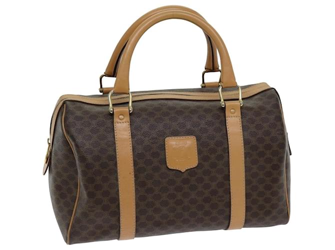 Céline CELINE Macadam Canvas Boston Bag PVC Leather Brown Auth ep4183  ref.1404628