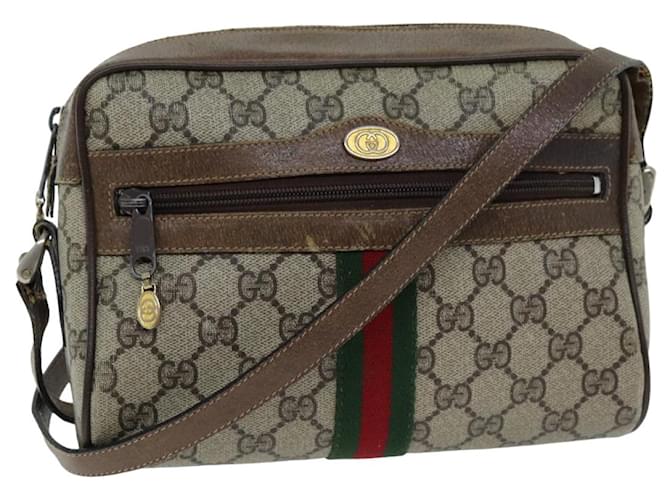 Bolsa de ombro GUCCI Web Sherry Line GG Supreme Bege Vermelho 72 001 3654 auth 75457 Lona  ref.1404691