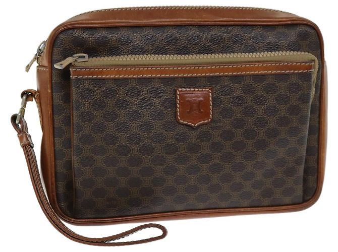 Céline CELINE Macadam Canvas Clutch Tasche PVC Braun Auth bs14536