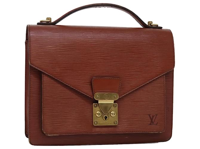 LOUIS VUITTON Bolso de mano Epi Monceau Marrón M52123 LV Auth 74587 Castaño Cuero  ref.1404763