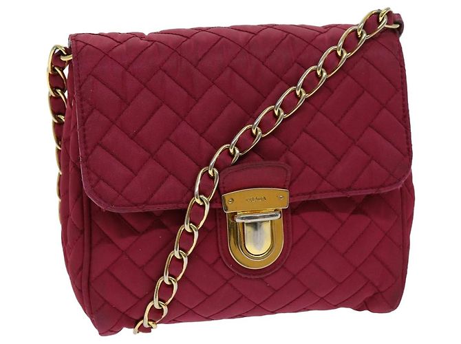 PRADA Borsa A Tracolla Con Catena Nylon Rosa Auth 75800
