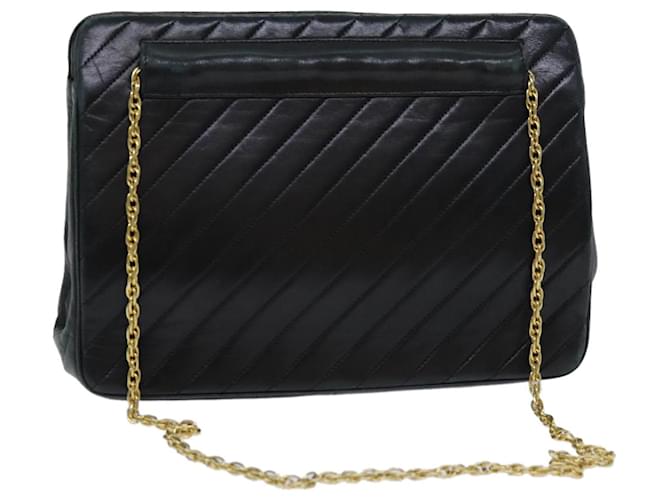 Bolsa de ombro com corrente matelasse CHANEL pele de cordeiro preta CC Auth bs14483 Preto  ref.1404799