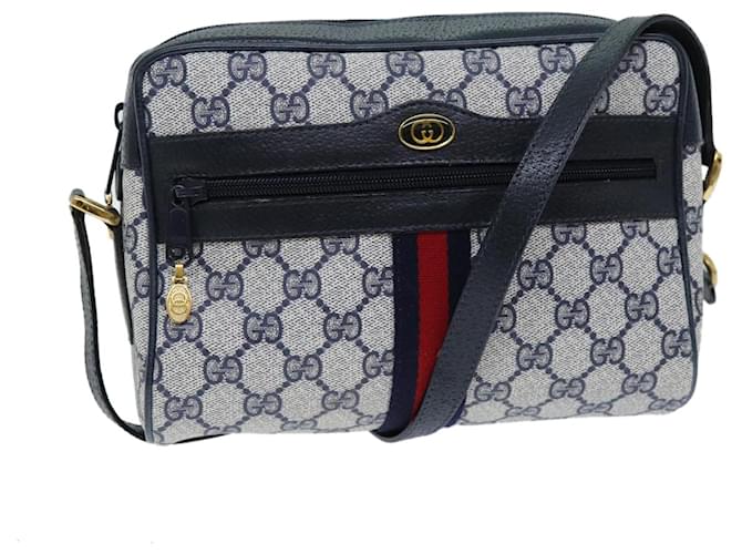 Bolsa de ombro GUCCI GG Supreme Sherry Line PVC Vermelho Marinho 56 02 004 Auth am6288 Azul marinho  ref.1404802