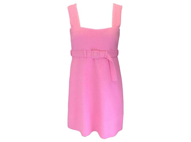 Autre Marque Patou Begonia Pink Cotton-Blend Tweed Corsage Belted Mini Dress  ref.1404884