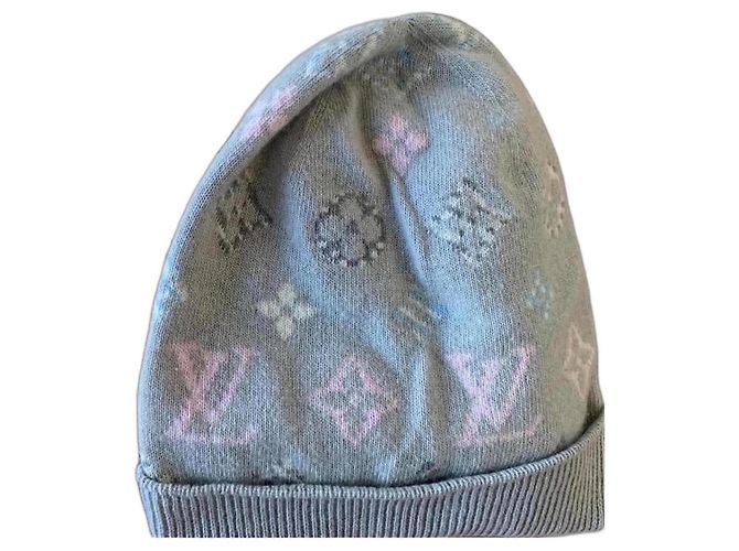 Berretto Louis Vuitton Pop Monogram Grigio Rosa Blu Blu chiaro