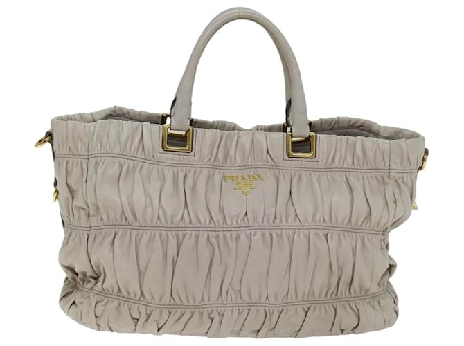 Tote Prada Nappa gauffré Cuir Gris  ref.1404970