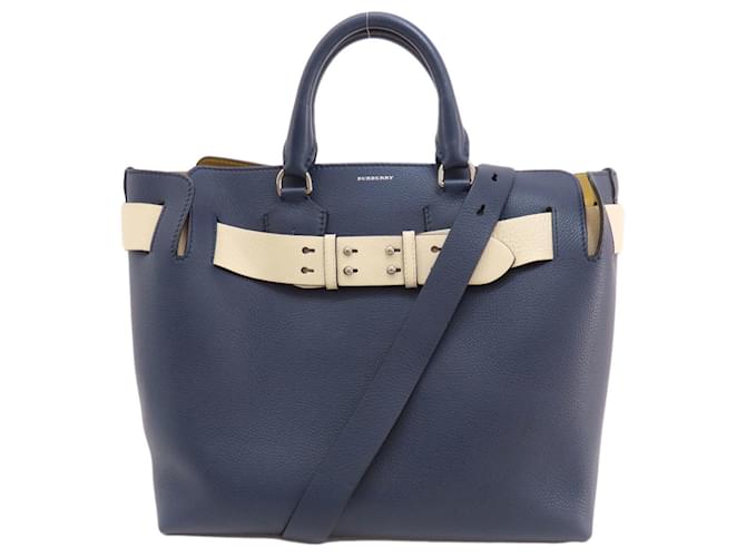 Sac Burberry tote carreaux Cuir Bleu Marine  ref.1404982