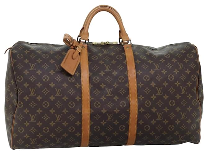 Louis Vuitton Keepall 60 Castaño Lienzo  ref.1405007