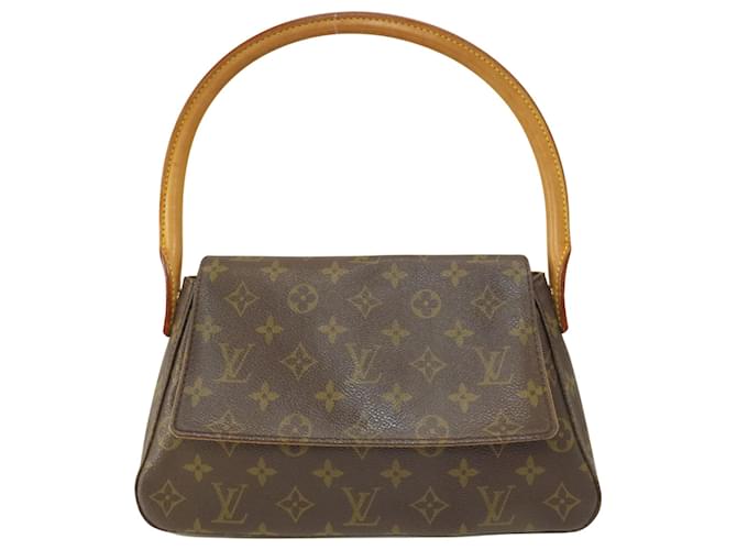 Louis Vuitton Mini looping Marrom Lona  ref.1405041