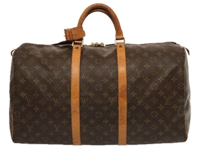 Louis Vuitton Keepall 50 Castaño Lienzo  ref.1405060