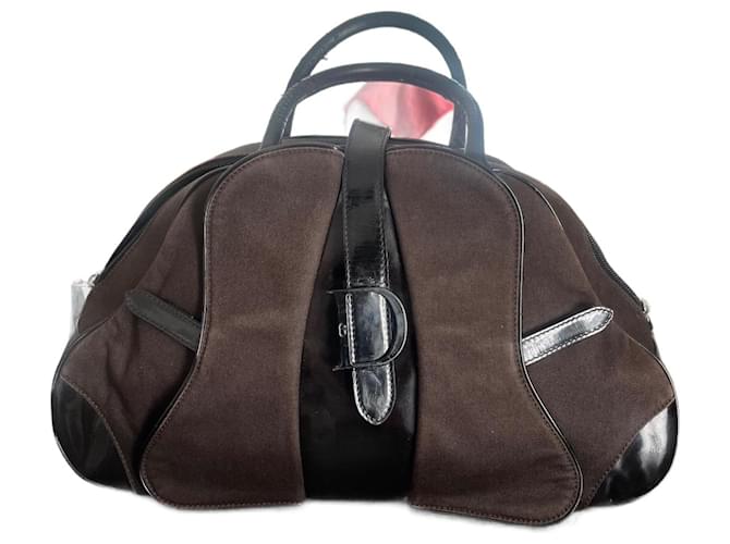 Christian Dior Selle Brown Dark brown Leather Cloth  ref.1405135