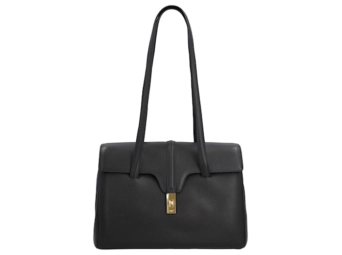 Céline Celine Bucket 16 Bag Black Leather Pony-style calfskin  ref.1405148