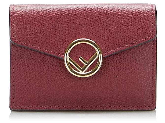 Fendi Leather Tri-Fold Wallet 8M0395 in Great Condition Red  ref.1405153