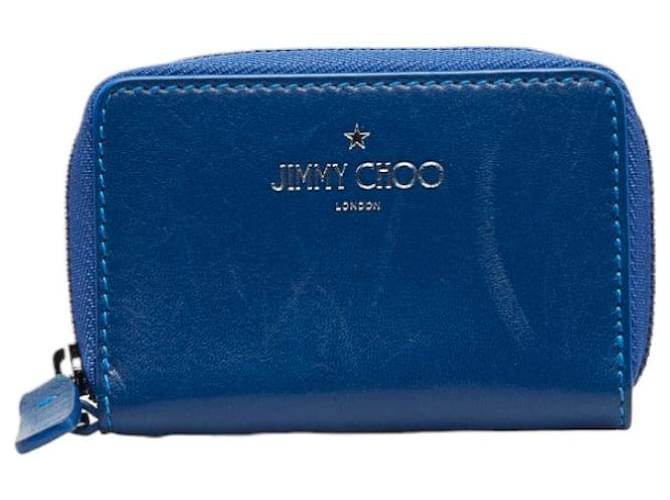 Estojo de couro Jimmy Choo com zíper em volta do porta-cartões Estojo de couro para cartões em bom estado  ref.1405156