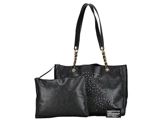 Bolsa de ombro Chanel Triple Coco Mark com corrente, pele de caviar em muito bom estado Preto Couro  ref.1405162