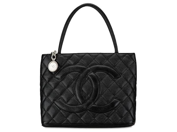 Chanel CC Caviar Medallion Tote Bolsa de couro em bom estado  ref.1405167