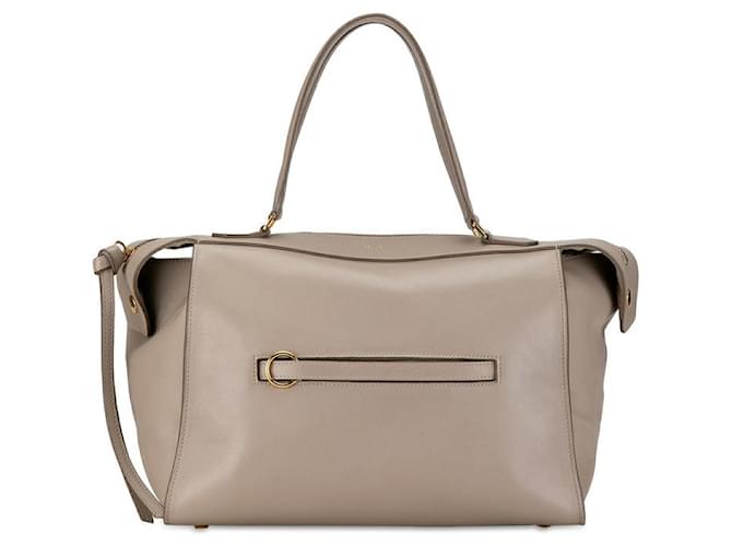 Céline Bolsa de mão Celine em couro liso, pequena, taupe claro 176203 em muito bom estado  ref.1405169