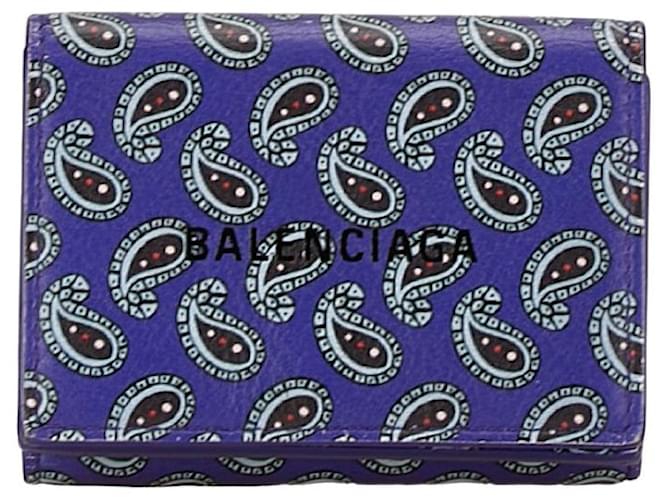 Balenciaga Leather Cash Mini Wallet 594312 in Very Good Condition Purple  ref.1405171