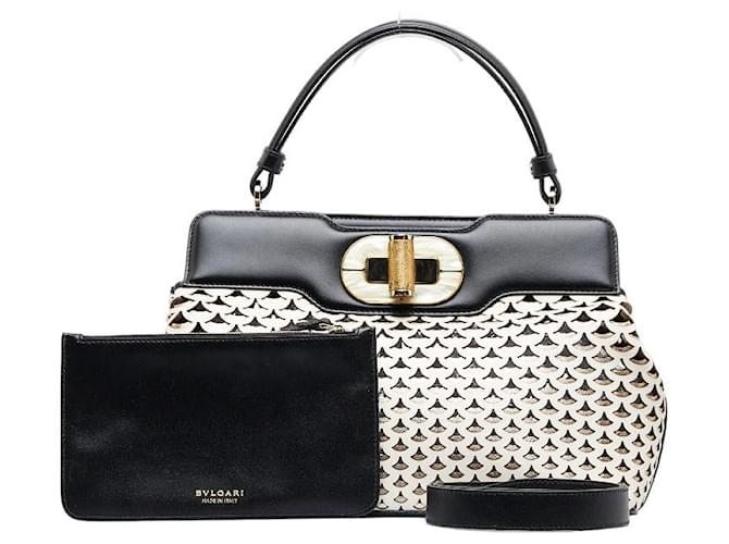 Bulgari Bolsa de couro Bvlgari Isabella Rossellini Diva Monogram em muito bom estado Preto  ref.1405178