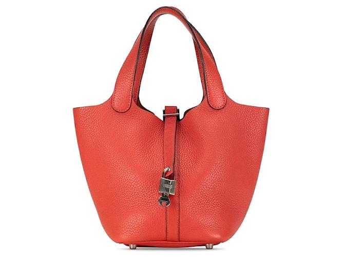 Hermès Sac à main Hermes Picotin PM Togo Rouge en très bon état Cuir  ref.1405194