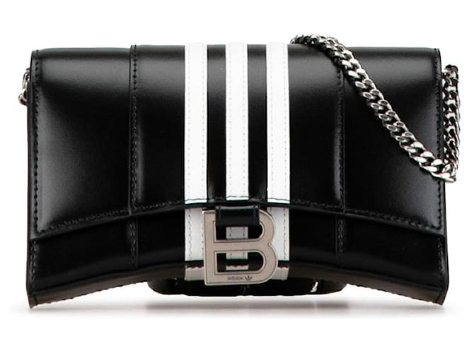 Balenciaga Hourglass Leather Chain Wallet Shoulder Bag 656050 in Very Good Condition Black  ref.1405198