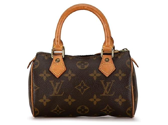 Bolsa de mão Mini Speedy Louis Vuitton M41534 em couro PVC marrom em muito bom estado Lona  ref.1405255