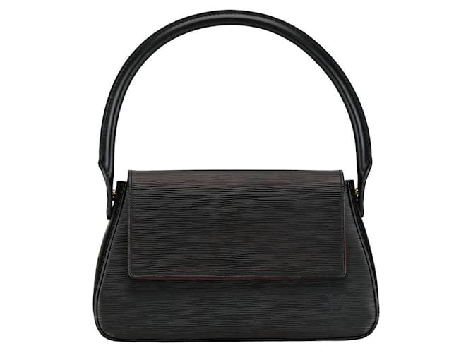 Bolsa de ombro de couro Epi Mini Looping da Louis Vuitton preta em muito bom estado Preto  ref.1405271