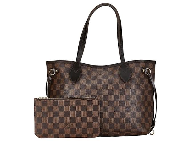 Sac à main Louis Vuitton Damier Neverfull PM N51109 en cuir PVC marron en bon état Toile  ref.1405273