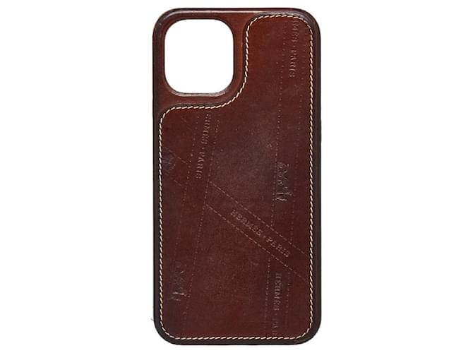 Hermès Hermes Leather Bolduc Ribbon iPhone Case in Good Condition Brown  ref.1405283