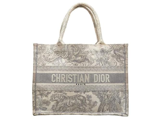 Dior Canvas Book Tote Bag in Good Condition Beige Cloth  ref.1405287