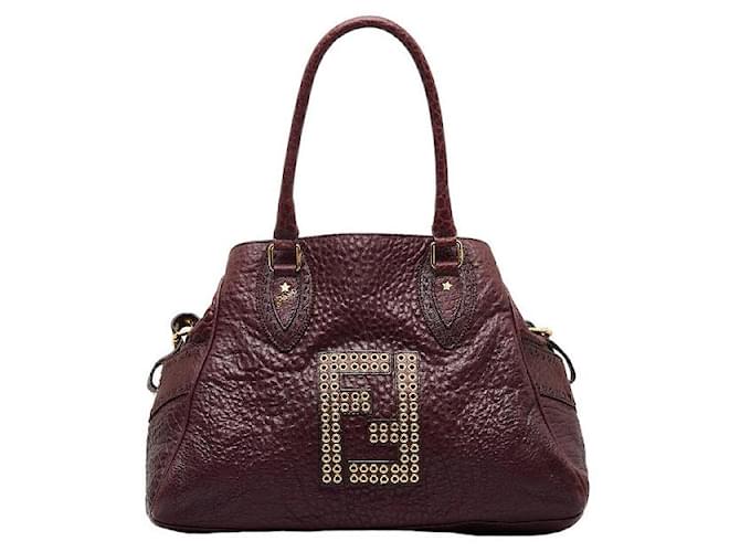 Bolso tote de cuero Fendi Zucca logo croco púrpura en muy buen estado  ref.1405291