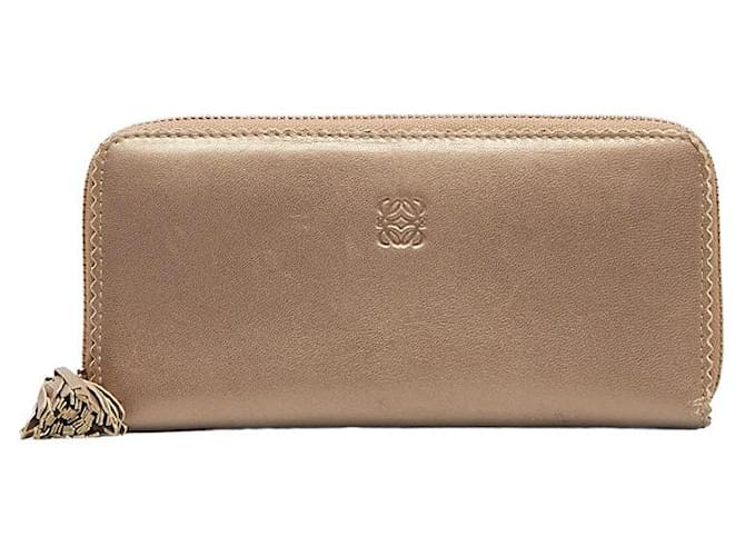 Loewe Leather Anagram Mini Tassel Long Wallet in Good Condition Golden  ref.1405295