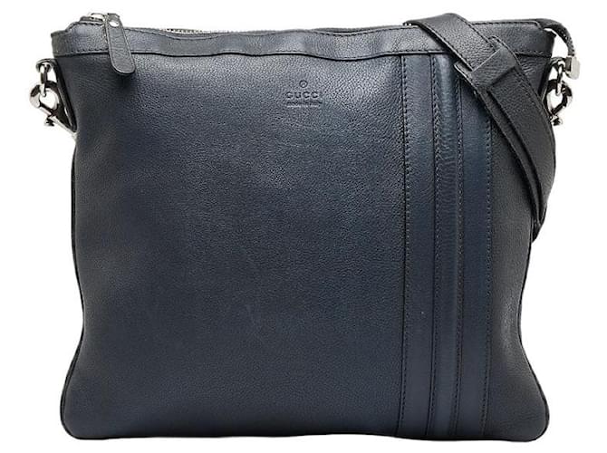 Gucci Leder Schultertasche Navy 233329 in gutem Zustand Blau  ref.1405308