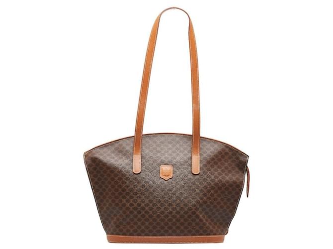 Céline Celine Macadam PVC Leather Handbag Tote Brown in Very Good Condition Plastic  ref.1405309